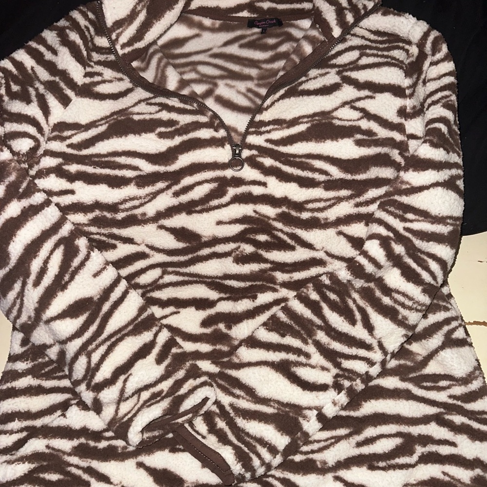 Zebra Print Fleece Pullover